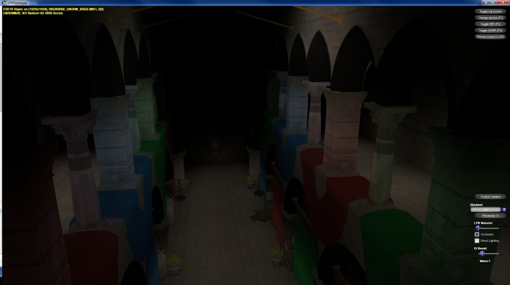 Sponza scene (only indirect lighting w/ occlusion)