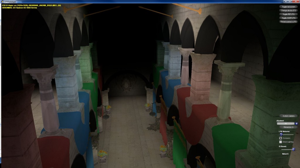 Sponza scene (boosted indirect lighting w/ occlusion)